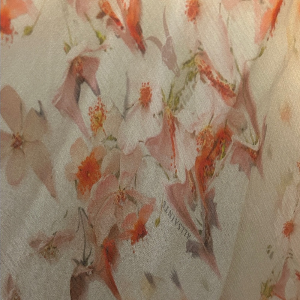 All Saints High Low Floral Skirt - Pink and Orange - Picture 4 of 4